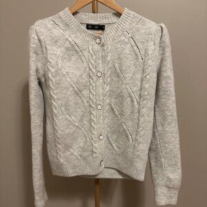 Lyla + Luxe Wool Blend Argyle Cardigan – Small